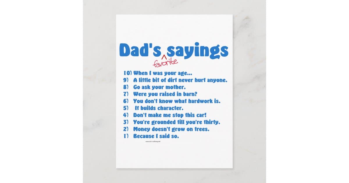 dads favorite sayings on gifts for him postcard rbadb73d65873469abea8c674dd48b873 ucbjp 630