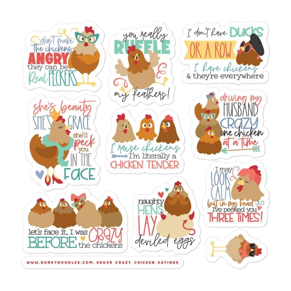 funny chicken sayings stickers sheet dorky doodles 2 1200x1200