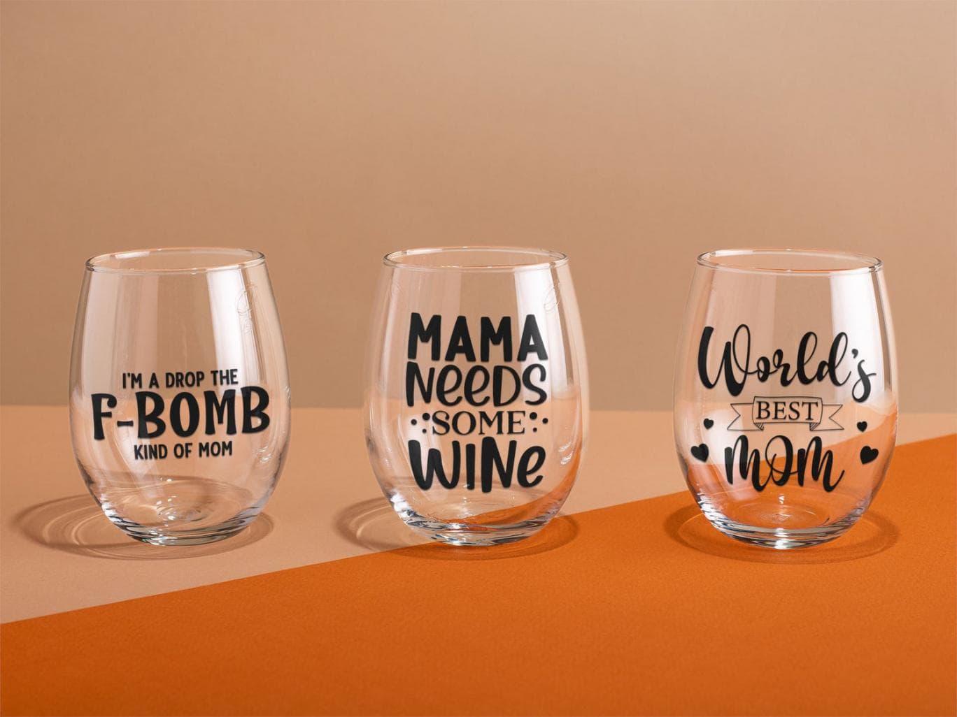 motherhood themed stemless wine glass motherhood sayings mothers day b1ack by design llc 127693 1500x