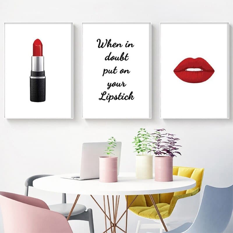 red lipstick makeup posters print lipstick quotes wall art canvas painting beauty salon make up wall