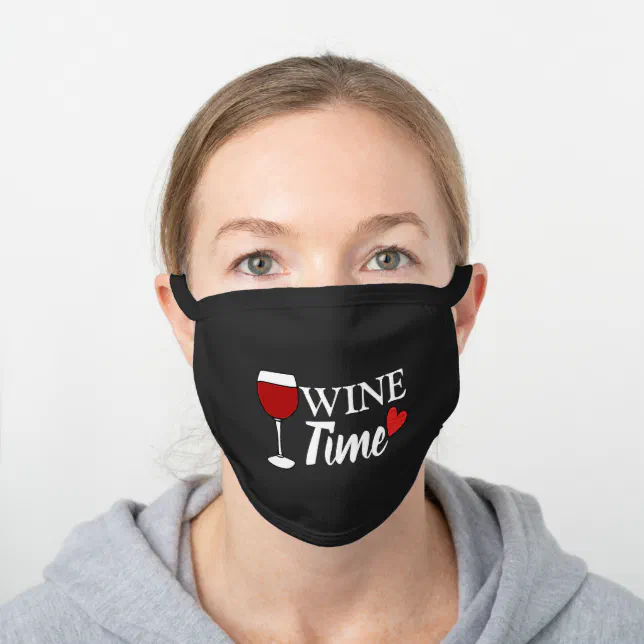 wine time funny typography sayings on black black cotton face mask rf3ad1c93729141099d993d89a718116a tyzzx 644