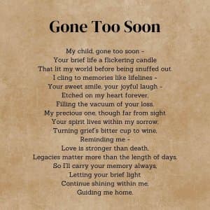 Sudden Death Loss of a Son Poems and Quotes: Finding Comfort in Words